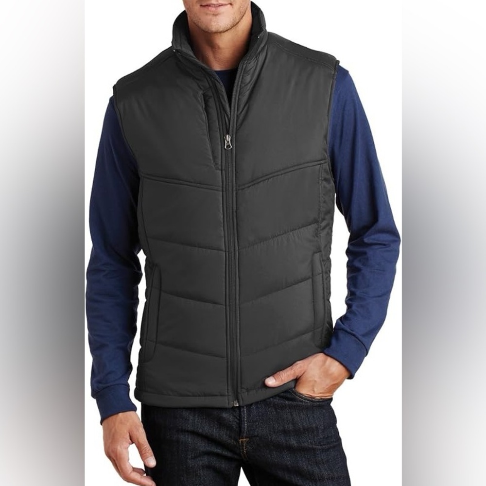 Casual Mens Puffer Vest Full Zip Fleece Lined Navy Size‎ EG